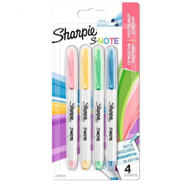 Sharpie S-NOTE plochý hrot mix 4 barev
