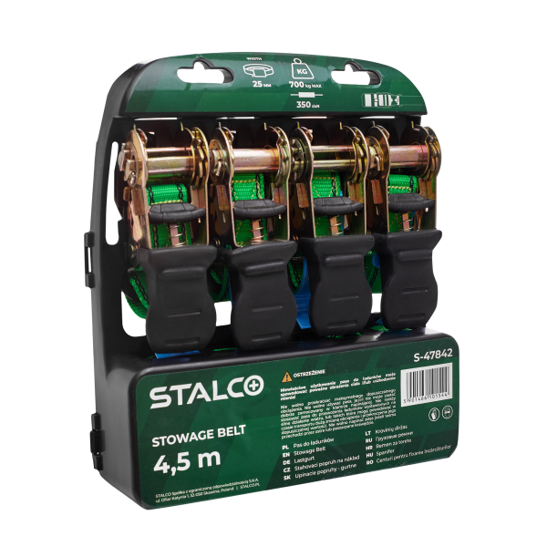 Popruh stahovací 25mmx4,5 m;pevnost 0,7 t (4 ks)