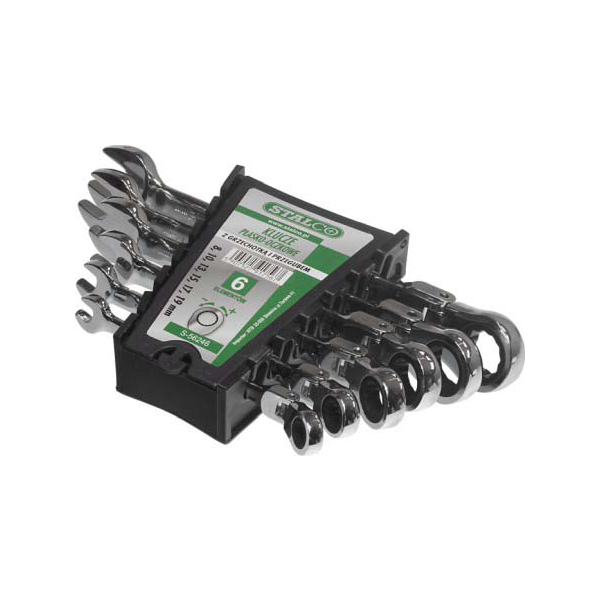 Klíč ráčnový s kloubem 8-19 mm; 6-dílná sada