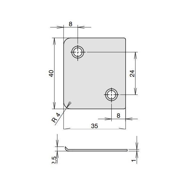 Přítlačná destička - nerez 45x30x1 mm