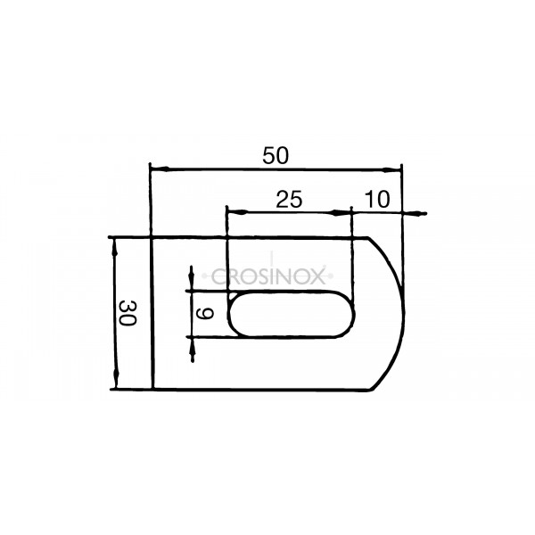 Destička k přivaření, 50x30x6 mm, podlouhlý otvor
