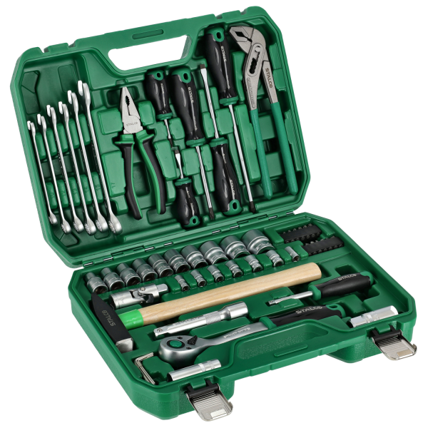 Sada UNI nářadí 1/2+1/4 + ráčna 90 zubů, 55 ks