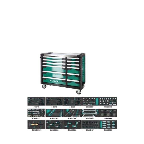 Montážní vozík 12 zásuvek, nosnost 610kg 207ks