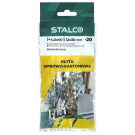 Kotva kovová do SDK, vrut 4x40 mm Pz2 (20 ks)